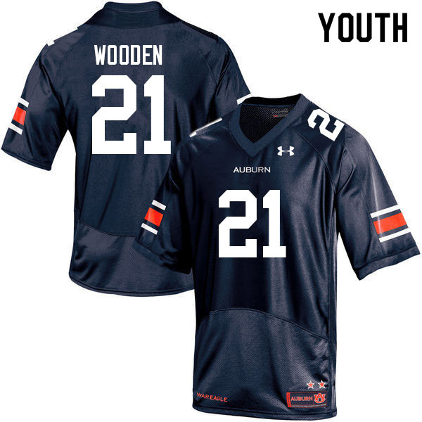 Youth #21 Caleb Wooden Auburn Tigers College Football Jerseys Sale-Navy